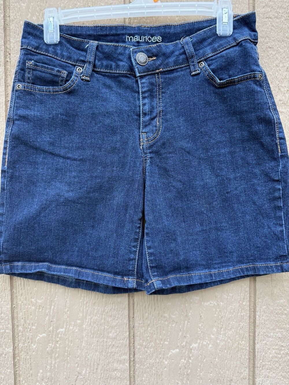 Maurices Bermuda Jean Shorts Womens Size 4 Blue Denim Dark Wash